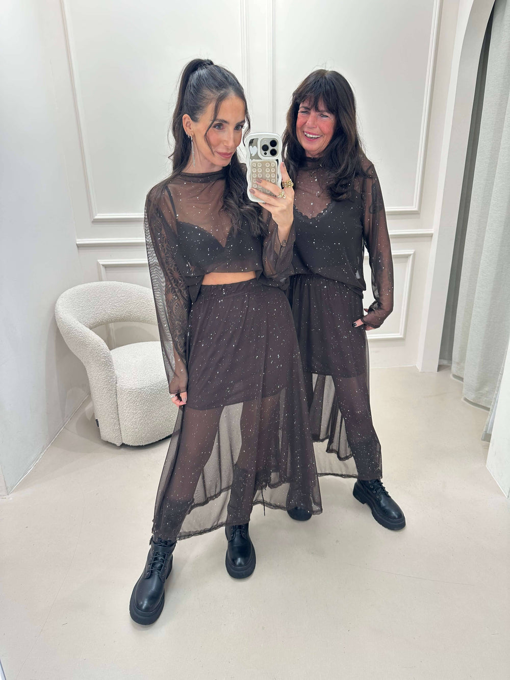 Glitzer-Mesh-Rock in Braun Rock Lisas Boutique 