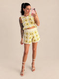 Top all’uncinetto – Beige e giallo