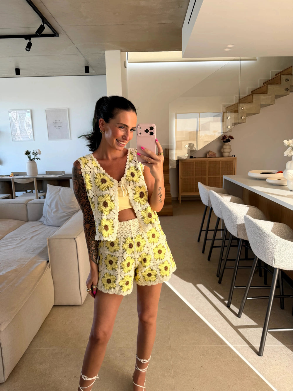 Häkel Shorts Beige/ Gelb Shorts Lisas Boutique 