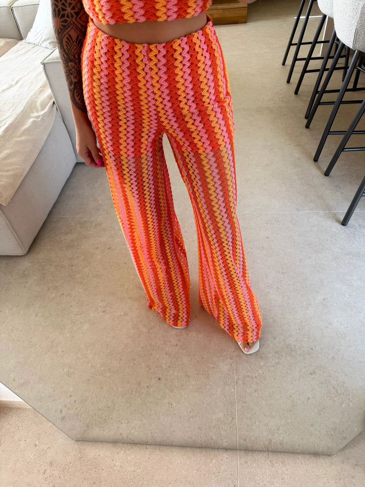 Häkelhose mit Streifen - Orange Hose Lisas Boutique 