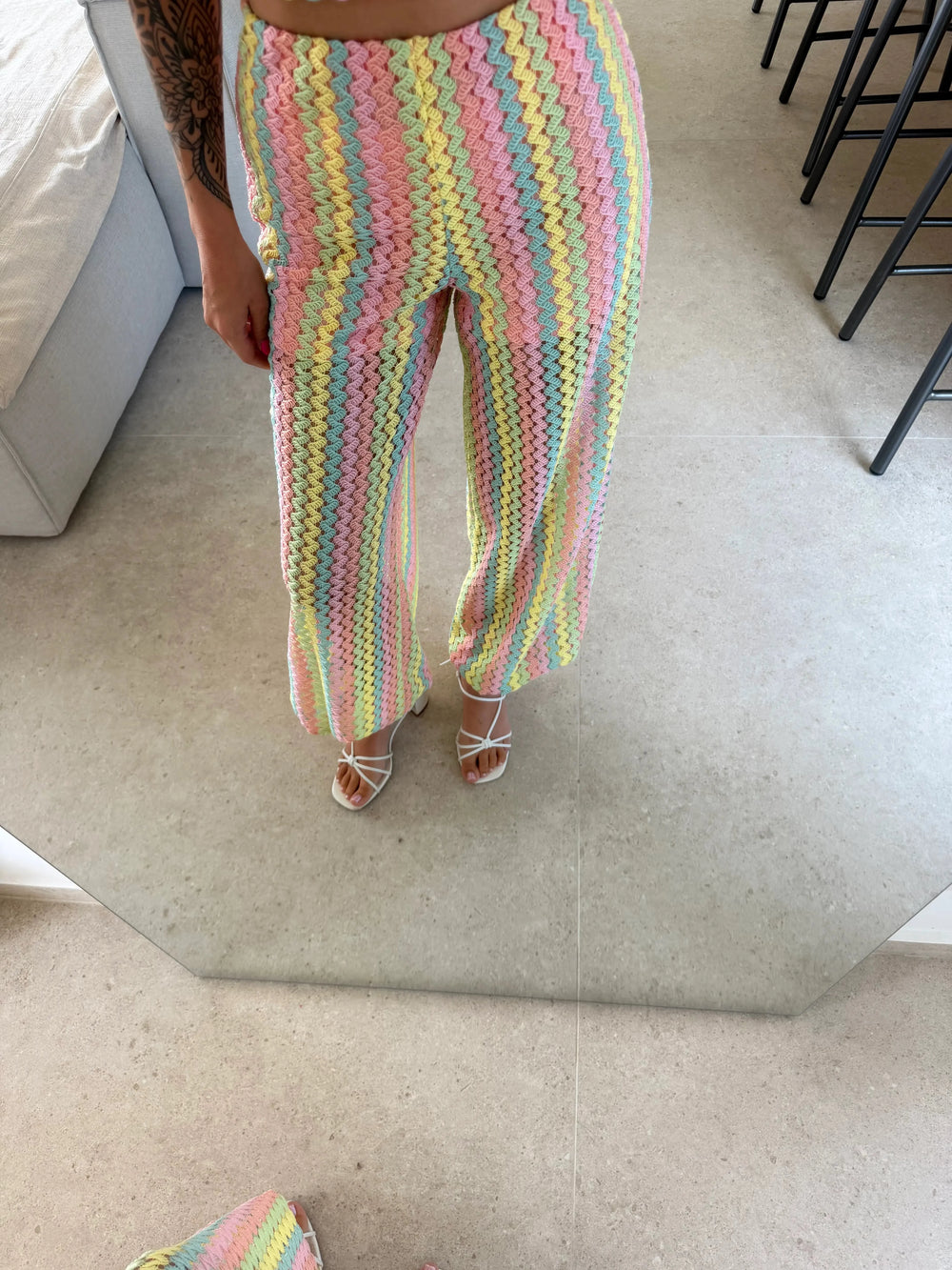 Häkelhose mit Streifen - Rosa Hose Lisas Boutique 