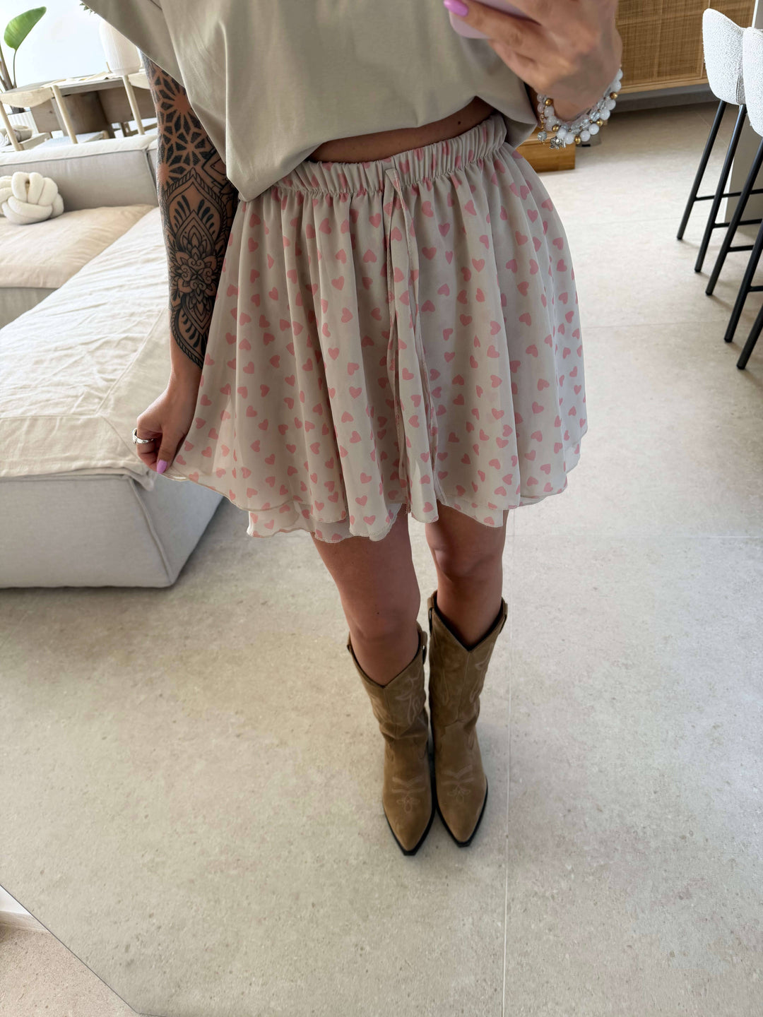 Herz Hosenrock - Beige Hosenrock Lisas Boutique 