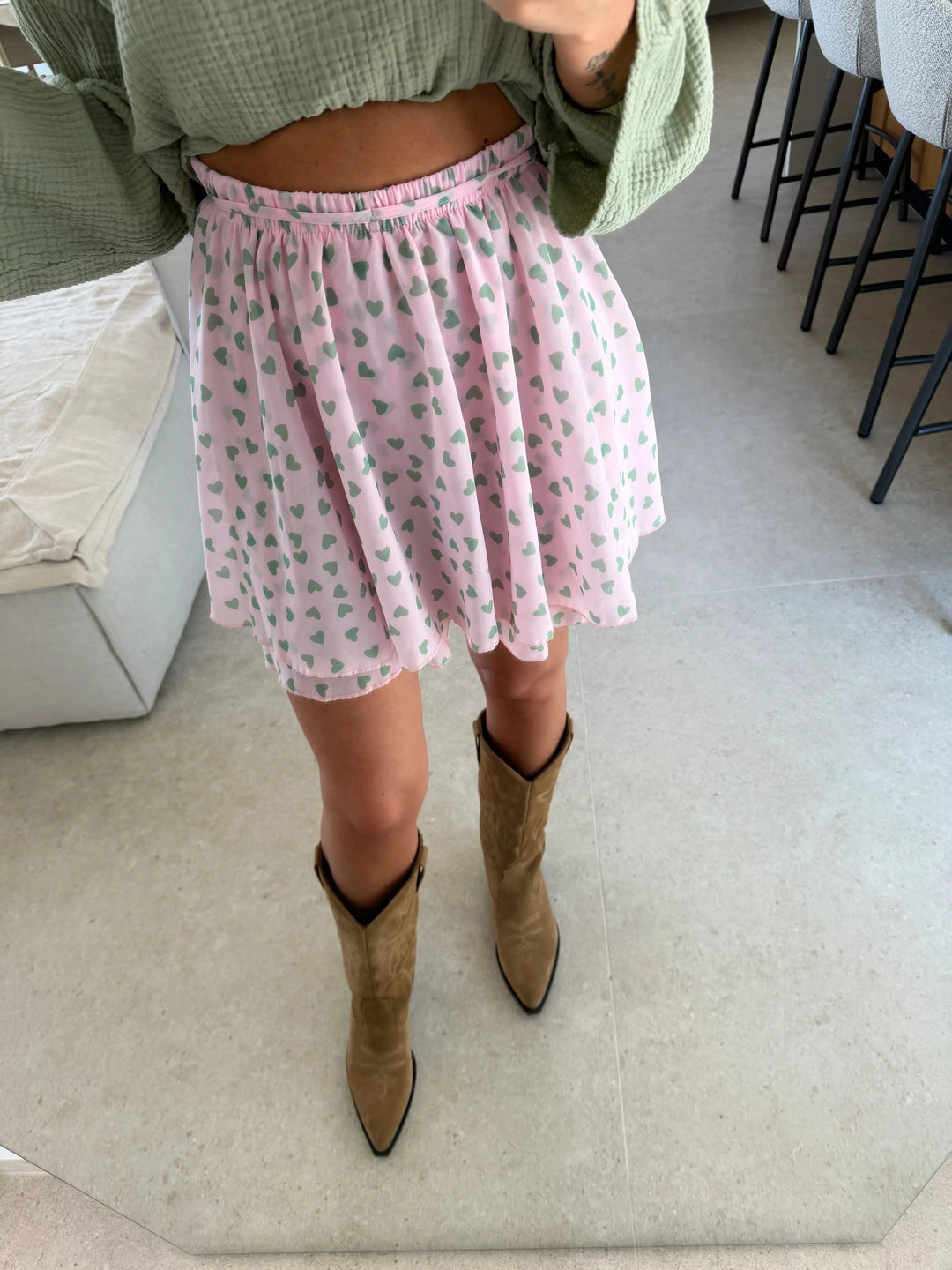 Herz Hosenrock - Rosa/ Grün Hosenrock Lisas Boutique 