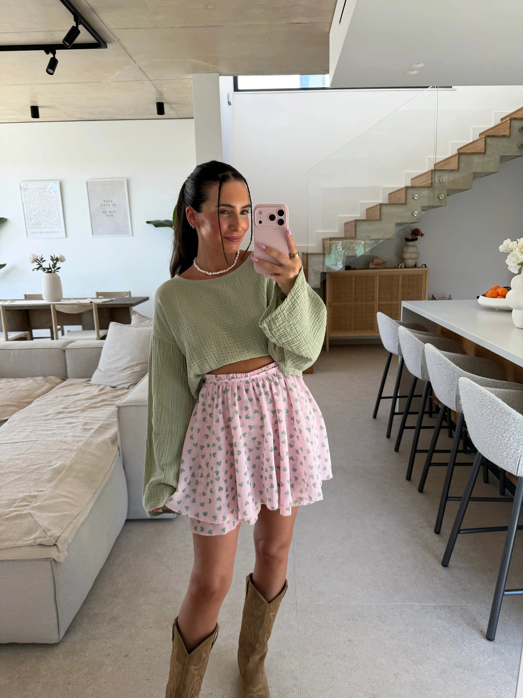 Herz Hosenrock - Rosa/ Grün Hosenrock Lisas Boutique 