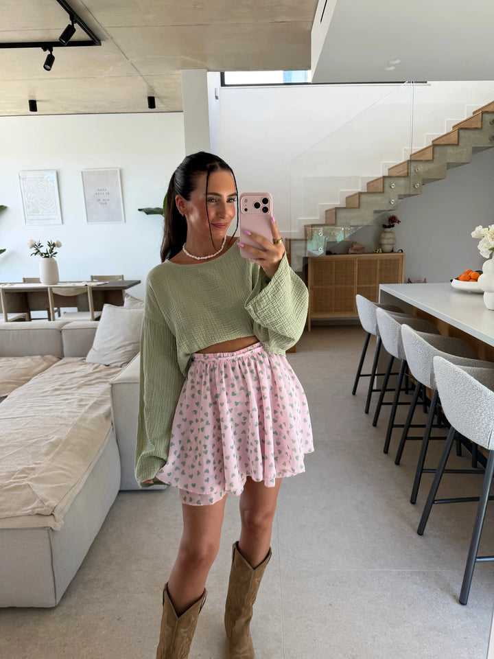 Herz Hosenrock - Rosa/ Grün Hosenrock Lisas Boutique 