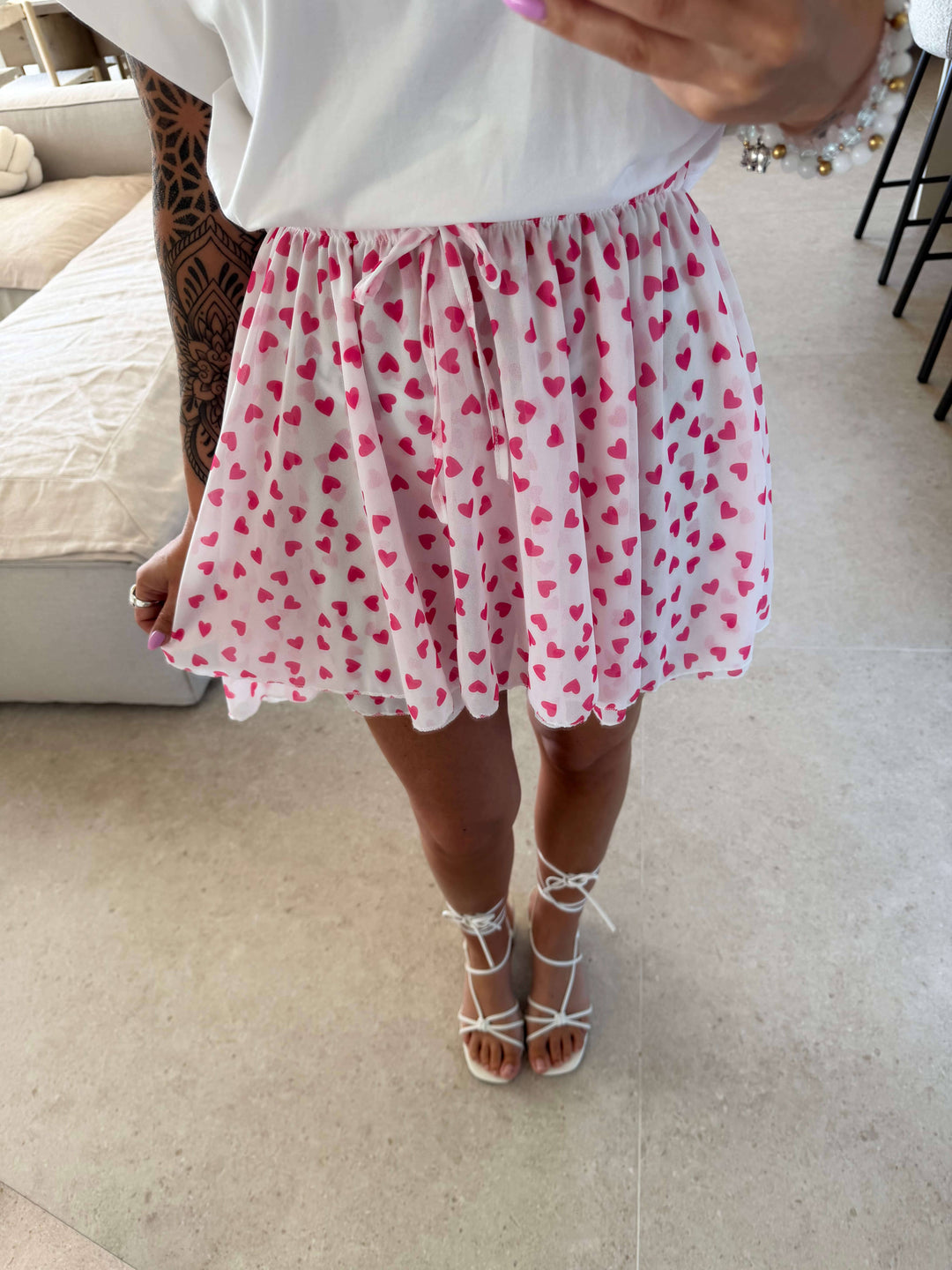 Herz Hosenrock - Weiß/ Pink Hosenrock Lisas Boutique 