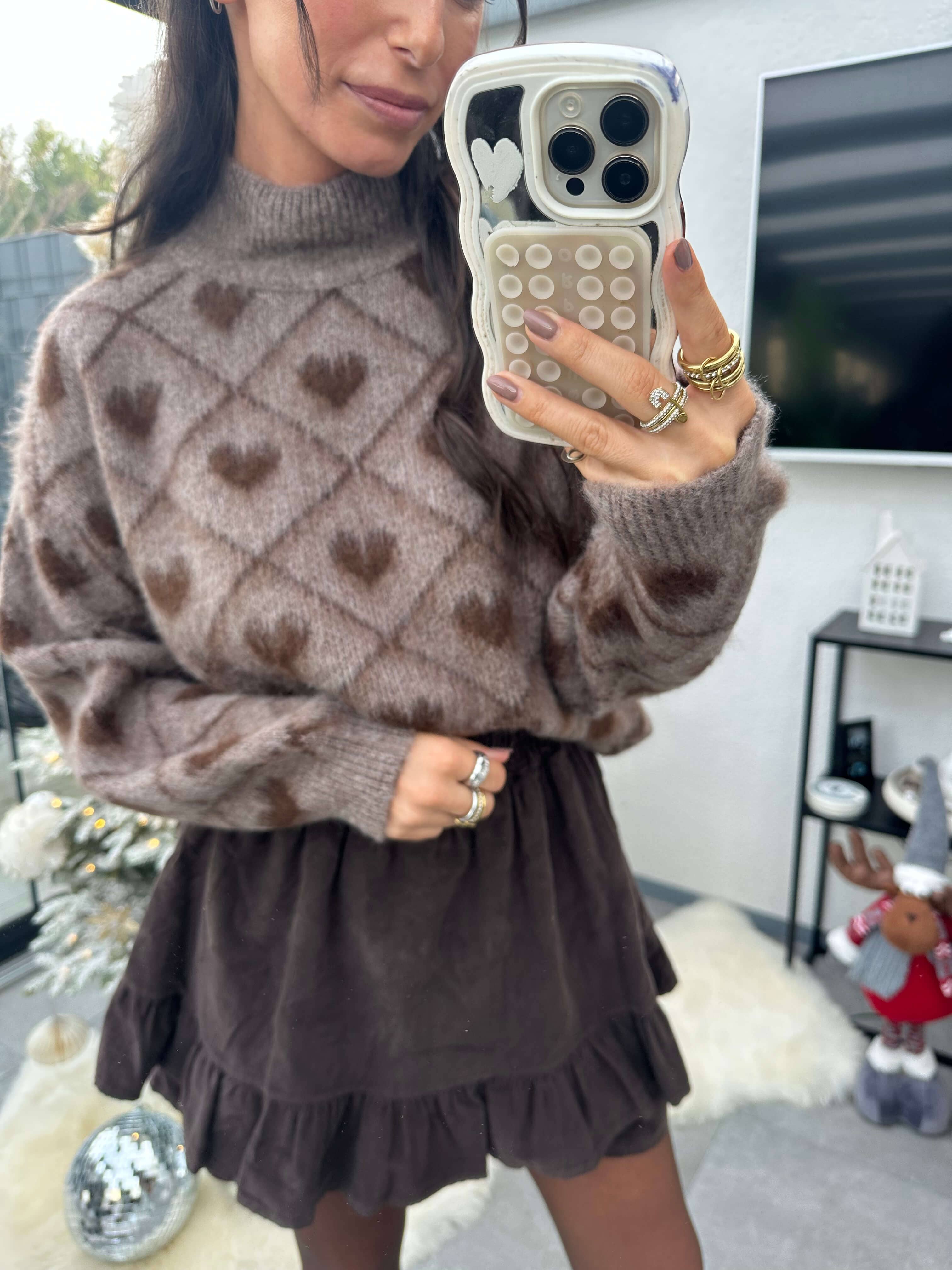 Herzmuster Pullover Braun Pullover Lisas Boutique 