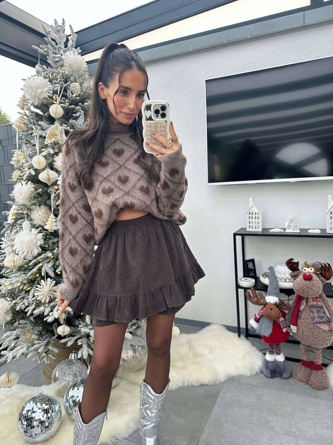 Herzmuster Pullover Braun Pullover Lisas Boutique 