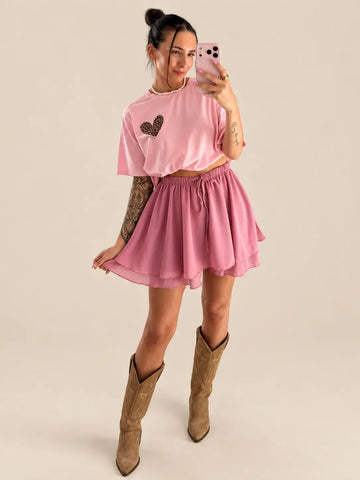 Hosenrock Dunkelrosa mit Bindeband | Lisa’s Boutique