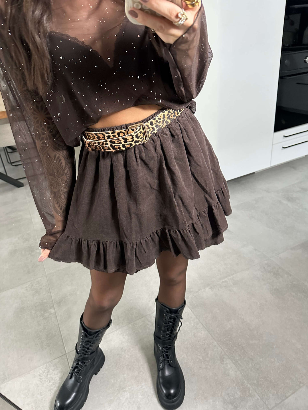 Hosenrock mit Leo-Gürtel in Dunkelbraun Hosenrock Lisas Boutique 