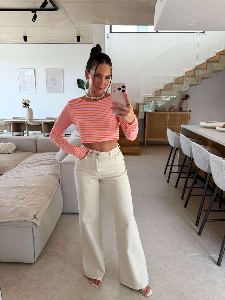 Jeans Wide Leg - Beige Jeans Lisas Boutique 