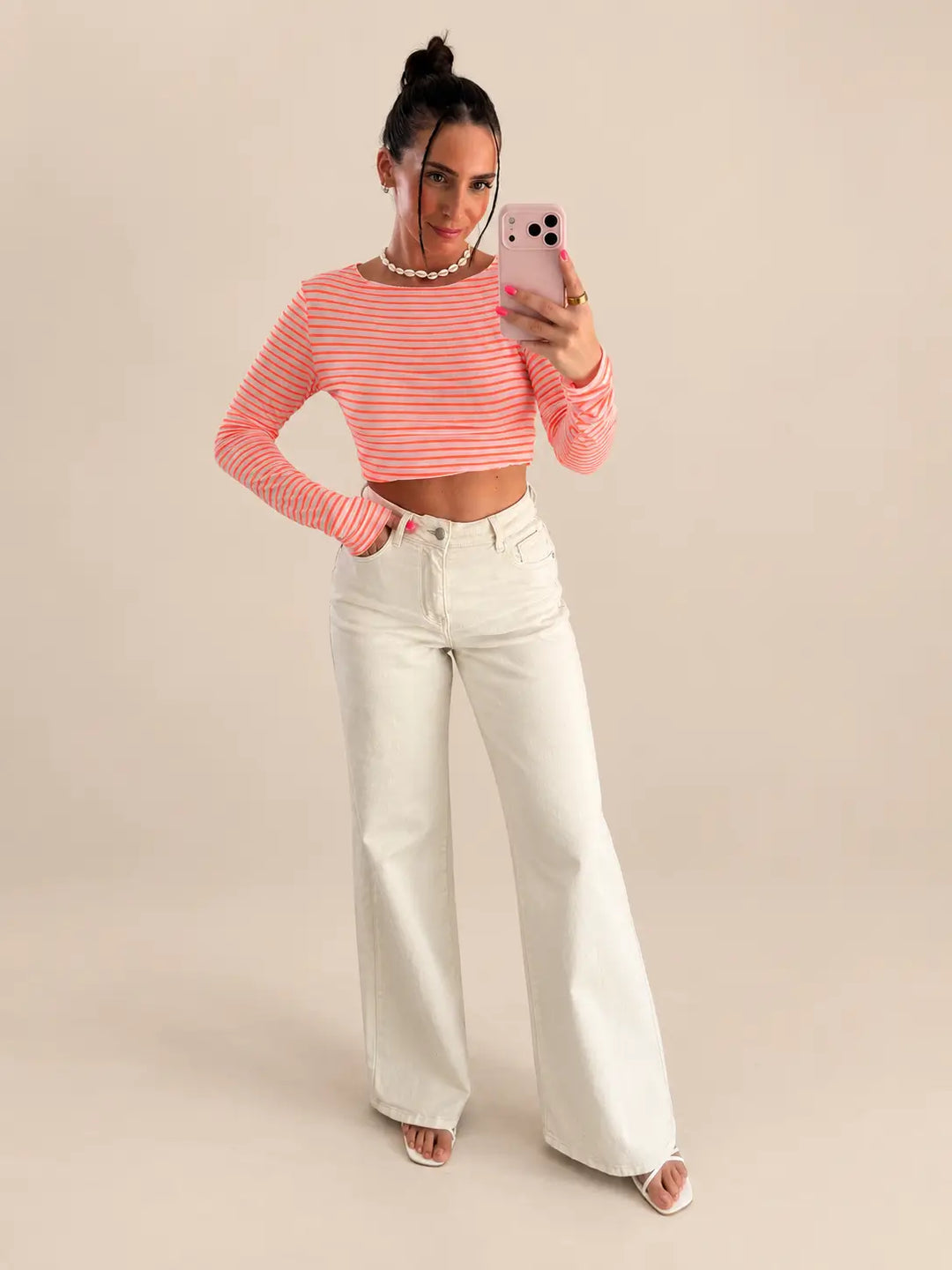 Wide Leg Jeans Beige | Lisa’s Boutique