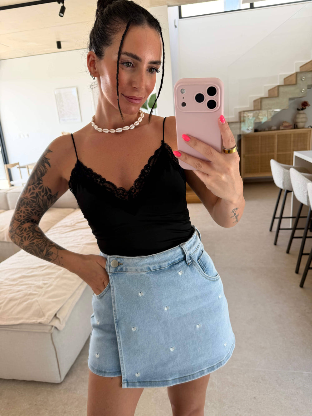 Jeansrock Herzstickerei - Blau Rock Lisas Boutique 