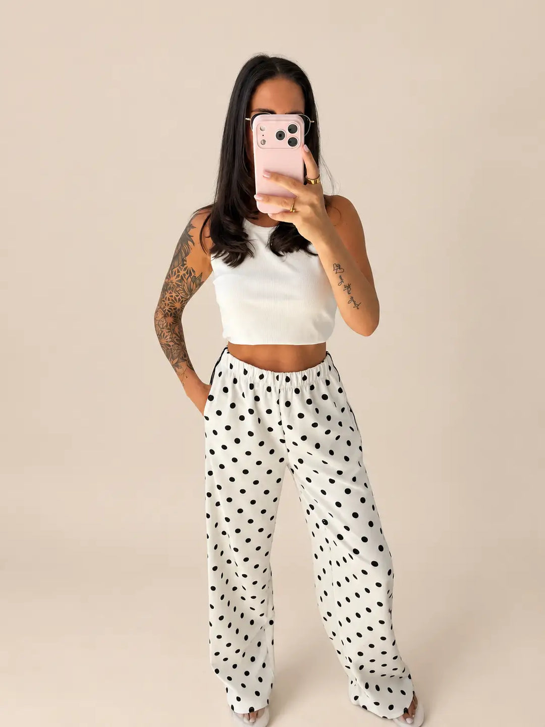 Pantaloni tuta donna bianchi, dettaglio | Lisa’s Boutique