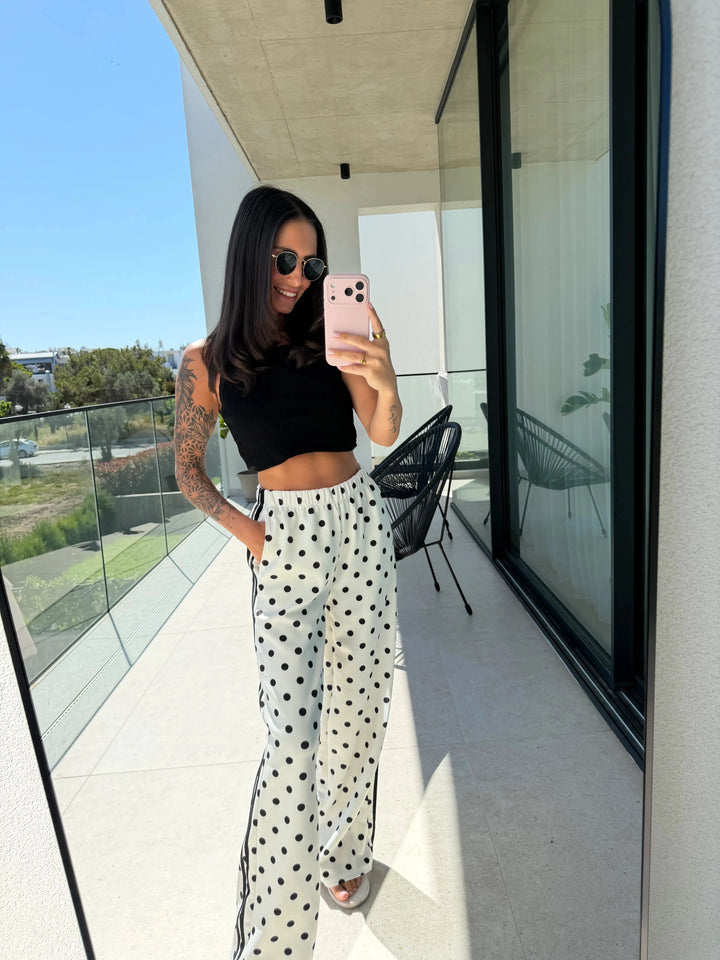 Jogginghose mit Punkten – Weiß Hose Lisas Boutique 