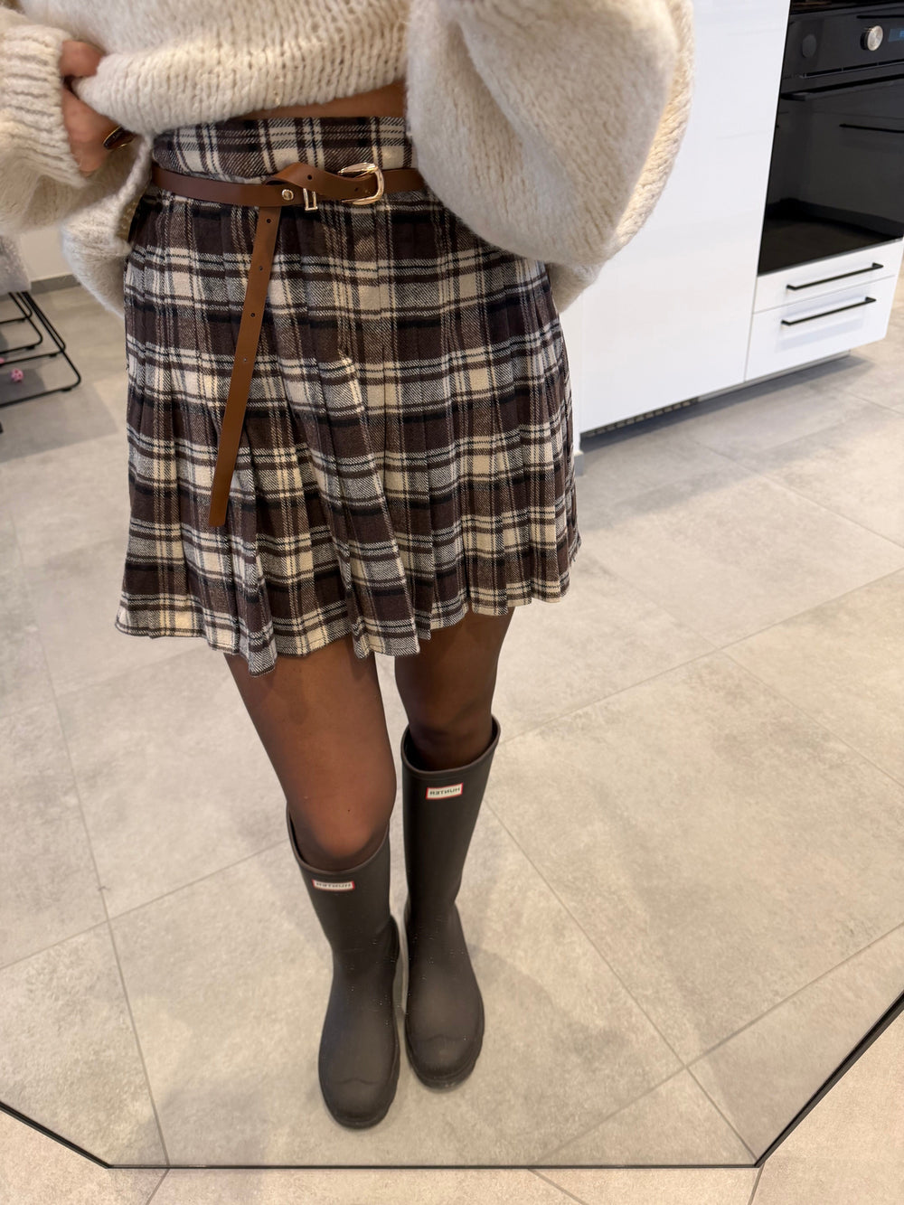 Karierter Faltenrock in Braun Rock Lisas Boutique 