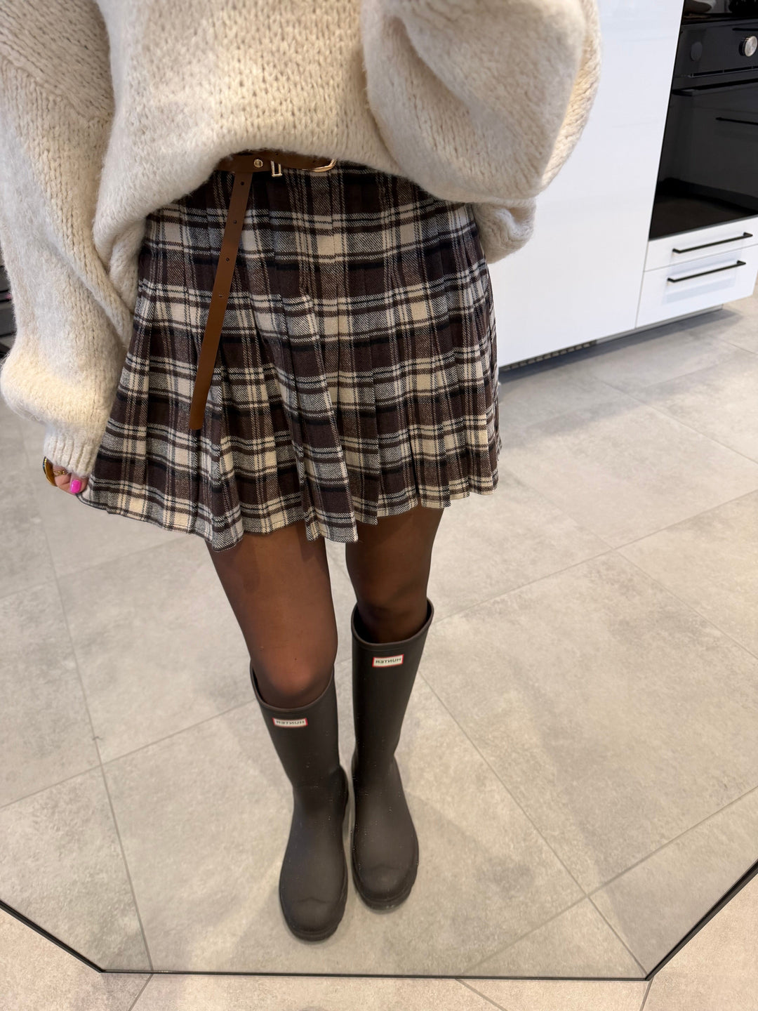 Karierter Faltenrock in Braun Rock Lisas Boutique 