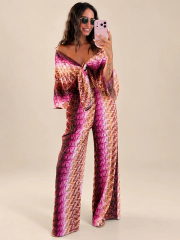 Intensywnie różowe spodnie koronkowe damskie, zbliżenie | Lisa’s Boutique