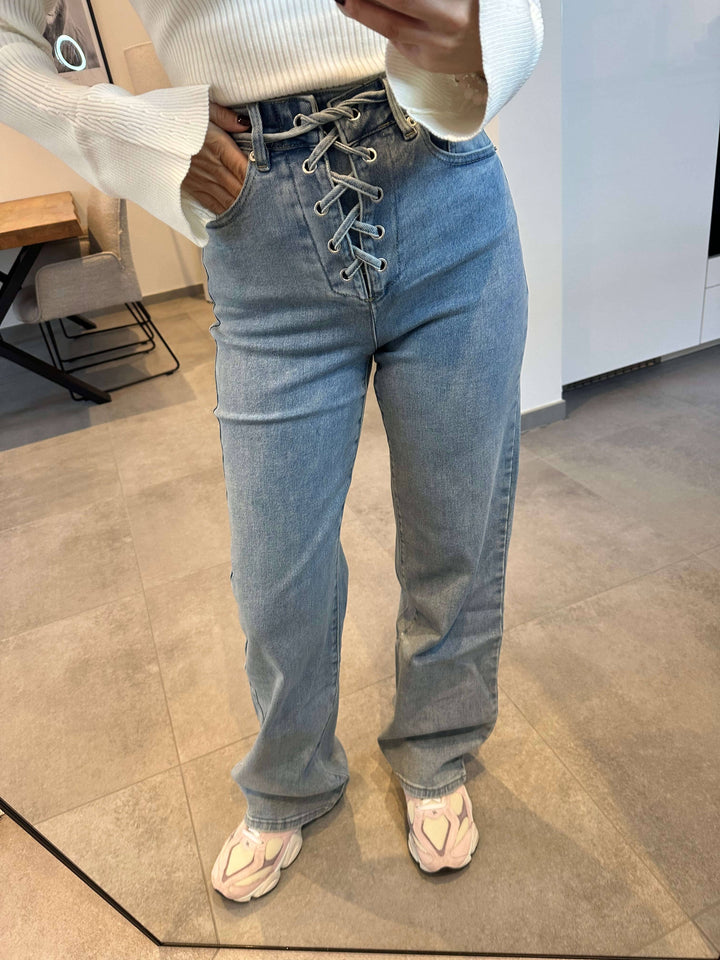 Lace-Up Jeans Blau Jeans Lisas Boutique 