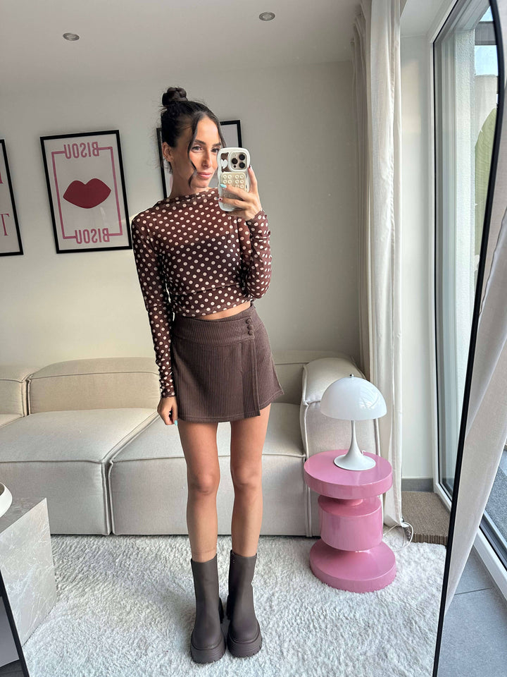 Langarmshirt-Mesh mit Pünktchenmuster Pullover Lisas Boutique 