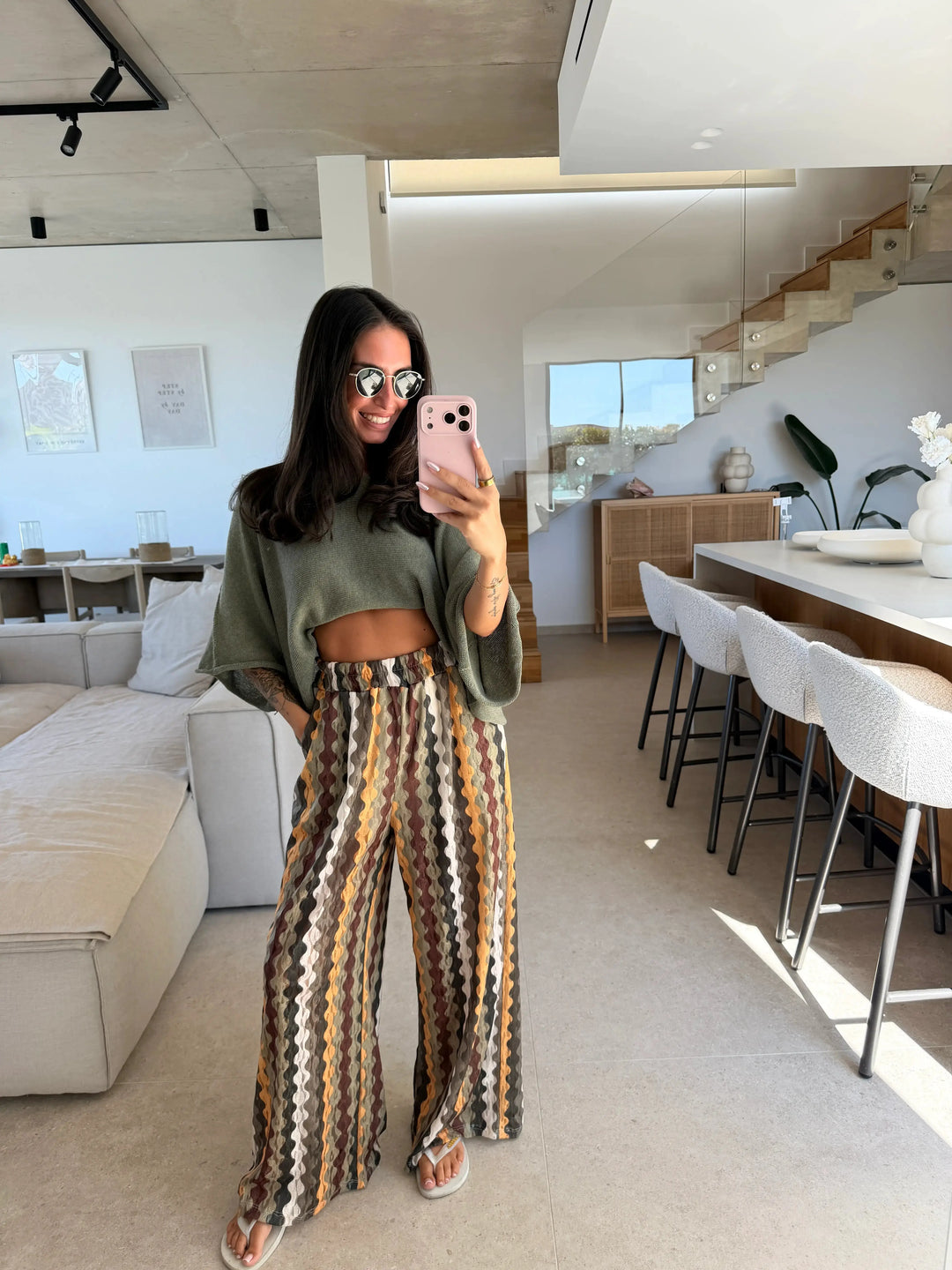 Light Sweater – Khaki – on a model | Lisa’s Boutique