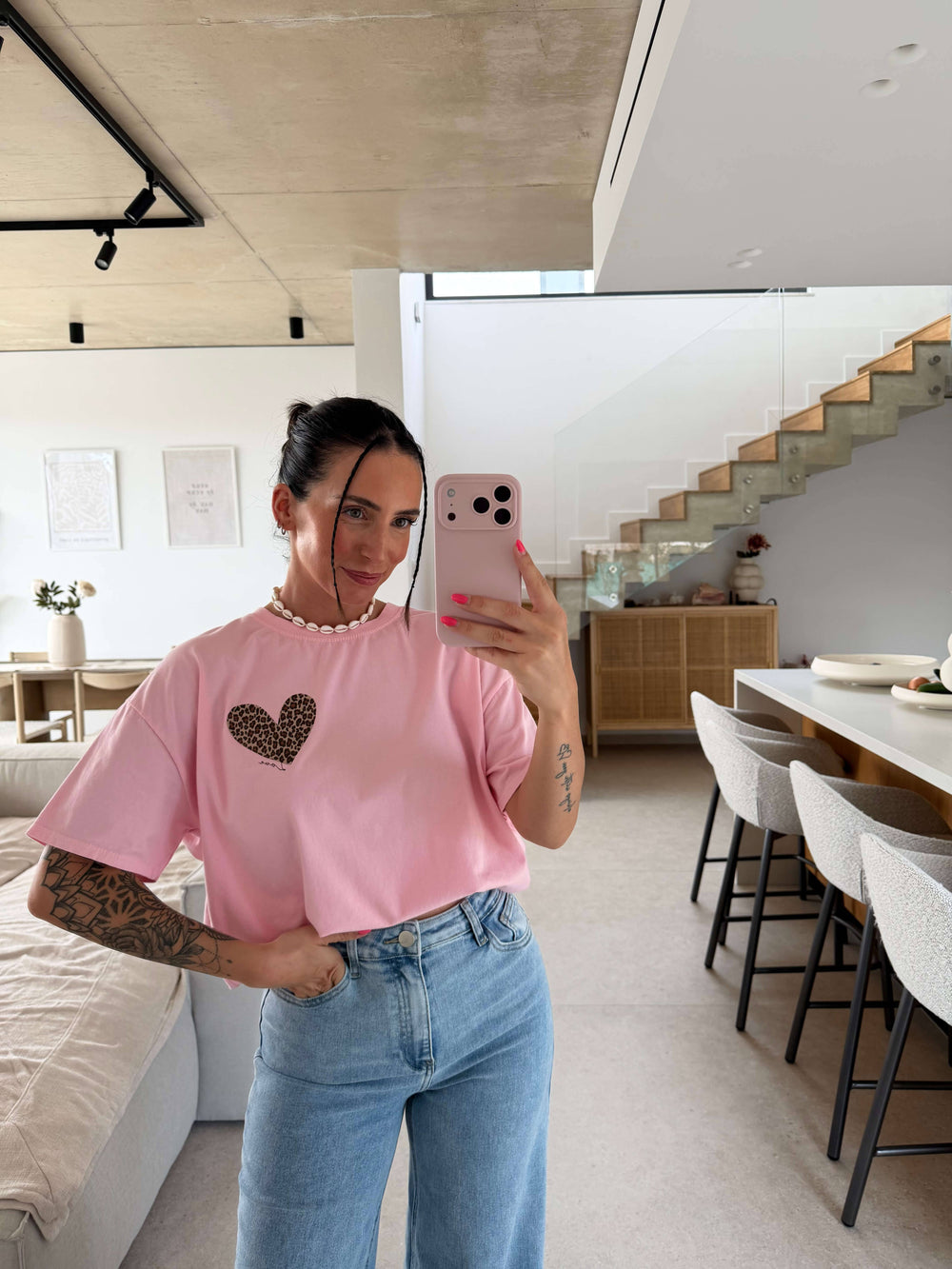 Leo Herz T-Shirt - Rosa T-Shirt Lisas Boutique 