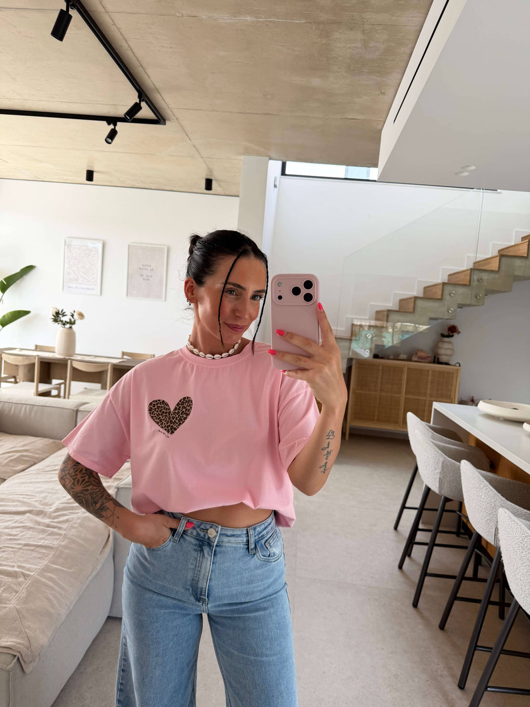 Leo Herz T-Shirt - Rosa T-Shirt Lisas Boutique 