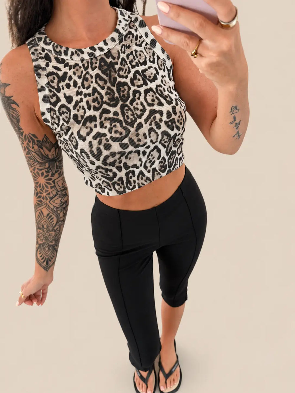 Leo Top Damen in Braun/Beige, helle Ausführung, Vorderansicht | Lisa’s Boutique