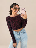 Maglia a maniche lunghe leopardata – Bordeaux