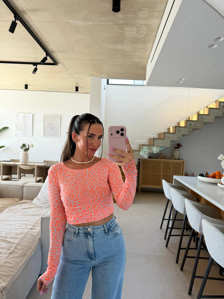 Leopard Langarmshirt - Orange Langarm Lisas Boutique 