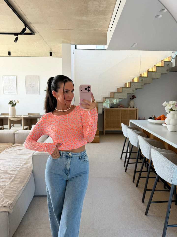 Leopard Langarmshirt - Orange Langarm Lisas Boutique 