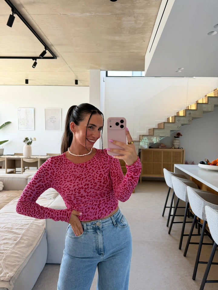 Leopard Langarmshirt - Pink Langarm Lisas Boutique 