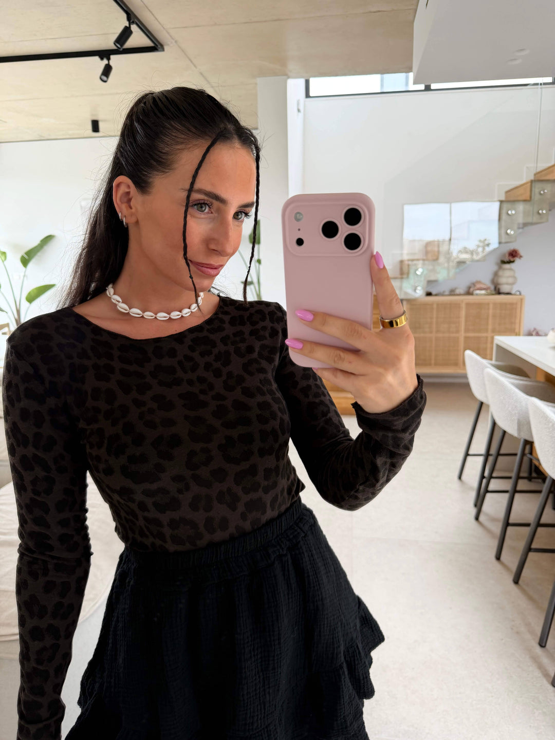 Leopard Langarmshirt - Schwarz Langarm Lisas Boutique 