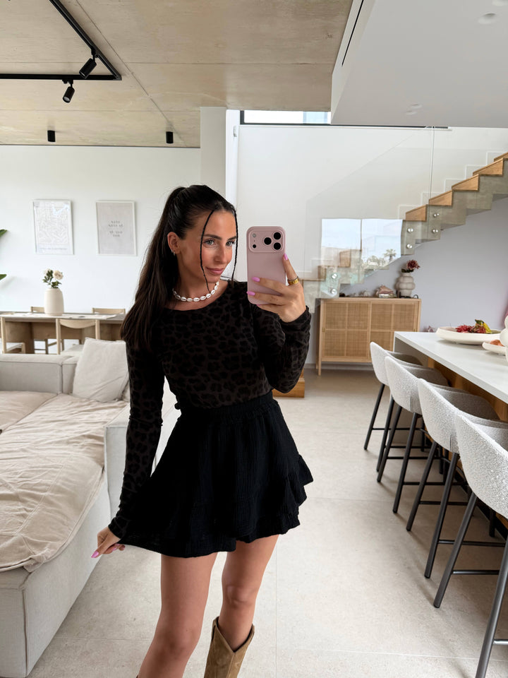 Leopard Langarmshirt - Schwarz Langarm Lisas Boutique 