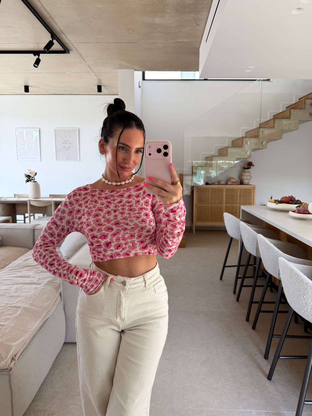 Leopard Longsleeve - Pink basic Lisas Boutique 