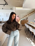 Leopard Musselin Langarmshirt – Braun