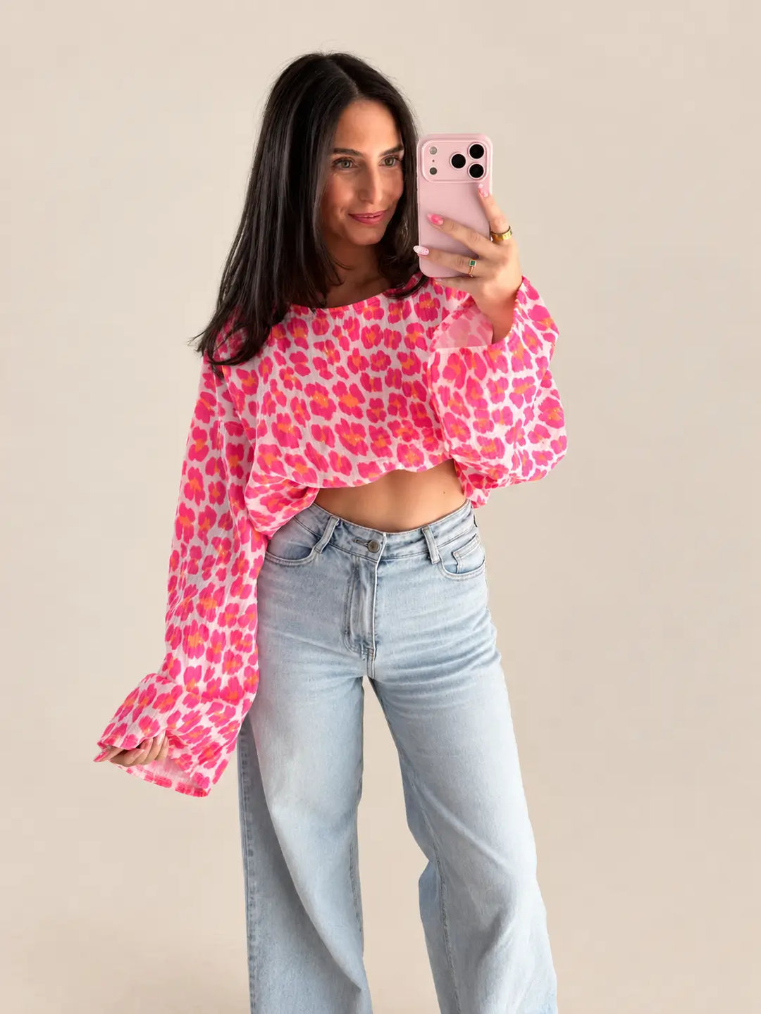 Women’s muslin leopard print shirt in Hot Pink | Lisa’s Boutique