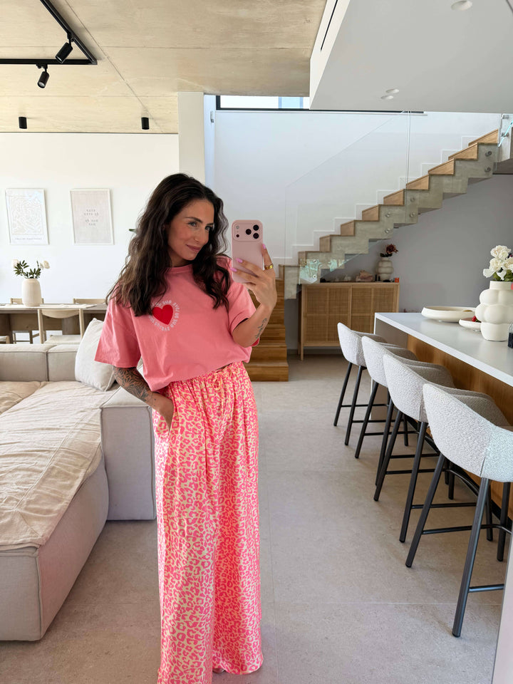 Leopard Satin Hose - Apricot Stoffhose Lisas Boutique 