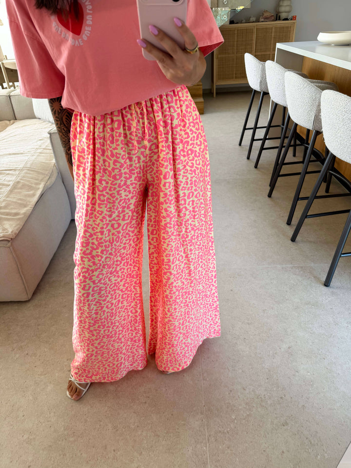 Leopard Satin Hose - Apricot Stoffhose Lisas Boutique 