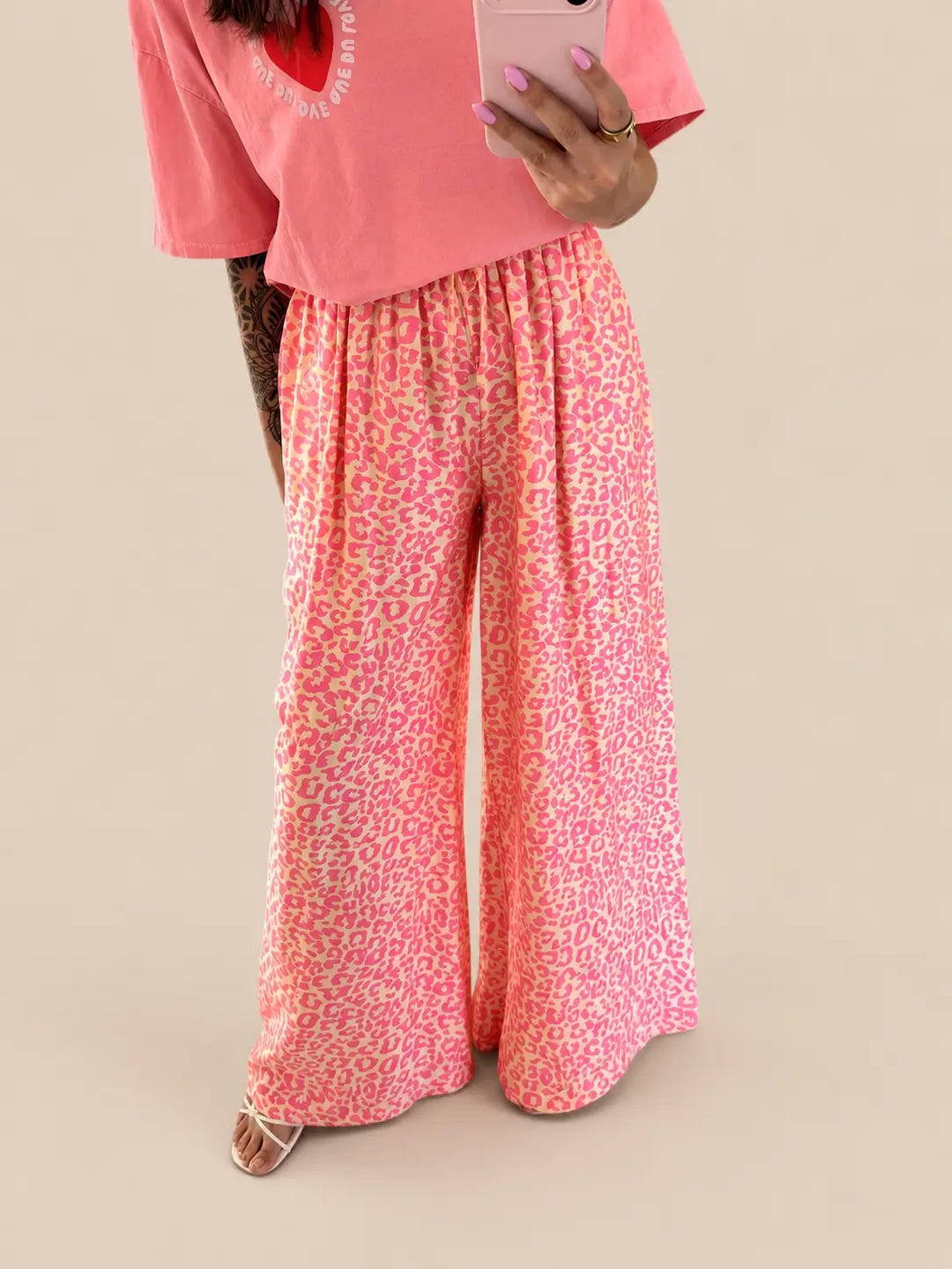 Leopard Satin Hose Apricot | Lisa’s Boutique
