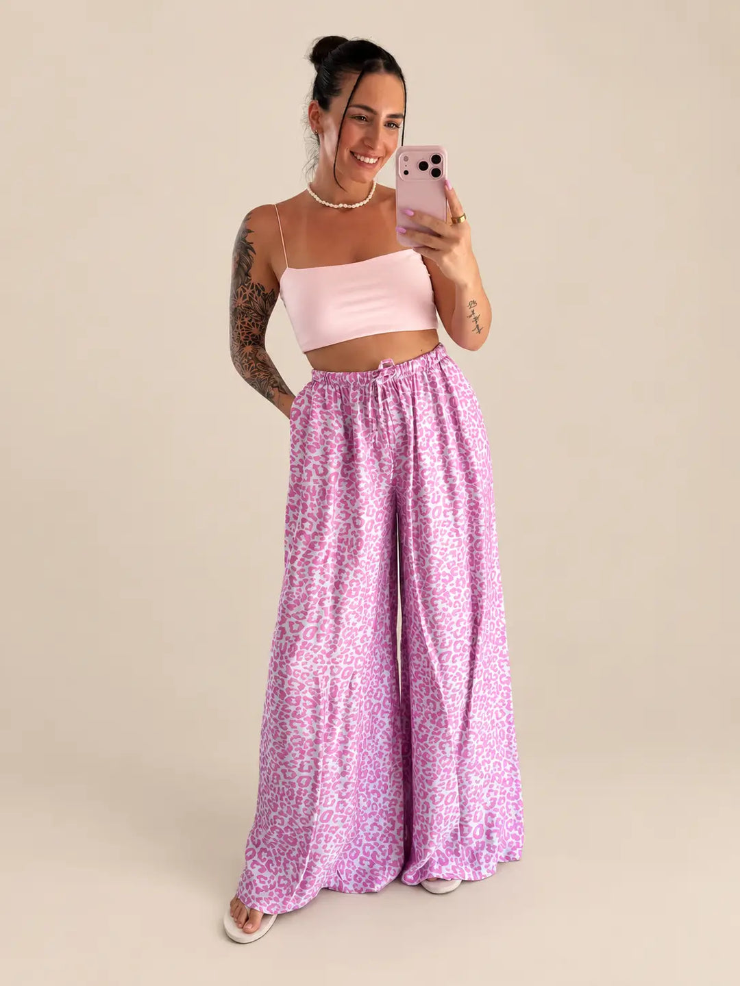 Leopard Satin Hose Flieder | Lisa’s Boutique