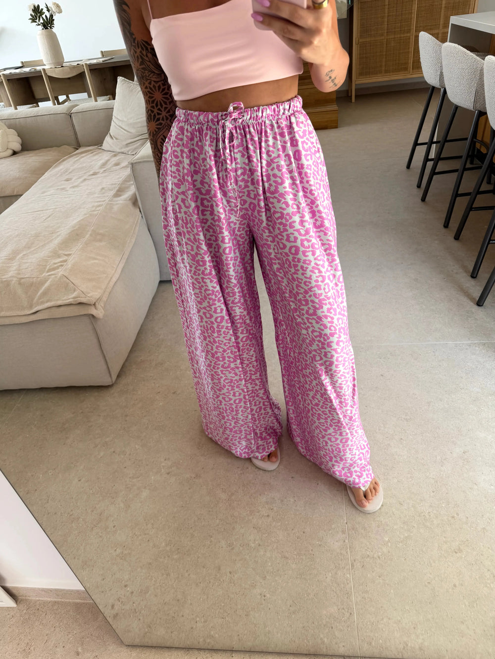 Leopard Satin Hose - Flieder Hose Lisas Boutique 