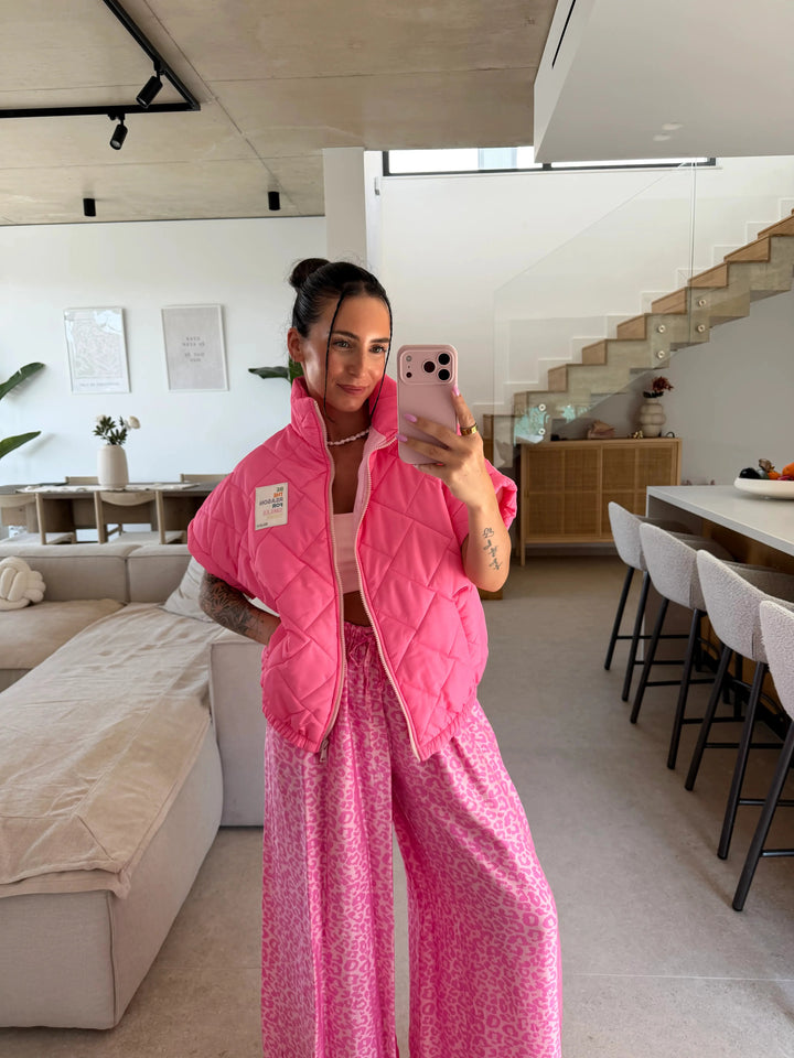 Leopard Satin Hose - Pink Stoffhose Lisas Boutique 