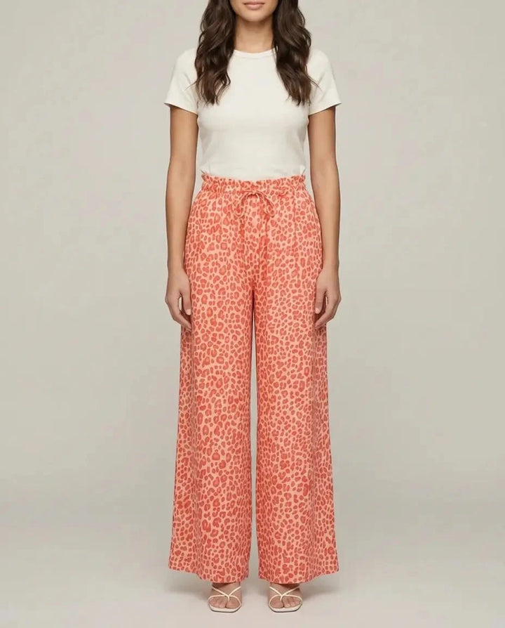 Leoprint Schlabberhose Apricot Seitenansicht | Lisa’s Boutique