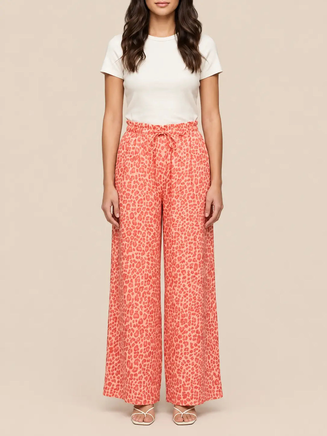 Leoprint Schlabberhose Damen in Apricot, Seitenansicht | Lisa’s Boutique