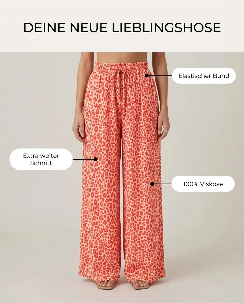 Leoprint Schlabberhose – Apricot Hose Lisas Boutique 
