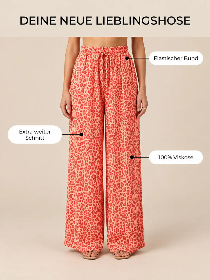 Leoprint Schlabberhose Damen in Apricot, Vorderansicht | Lisa’s Boutique