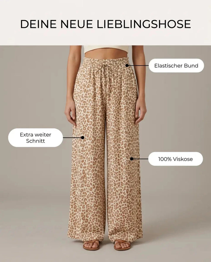Leoprint Schlabberhose Beige Vorderansicht | Lisa’s Boutique
