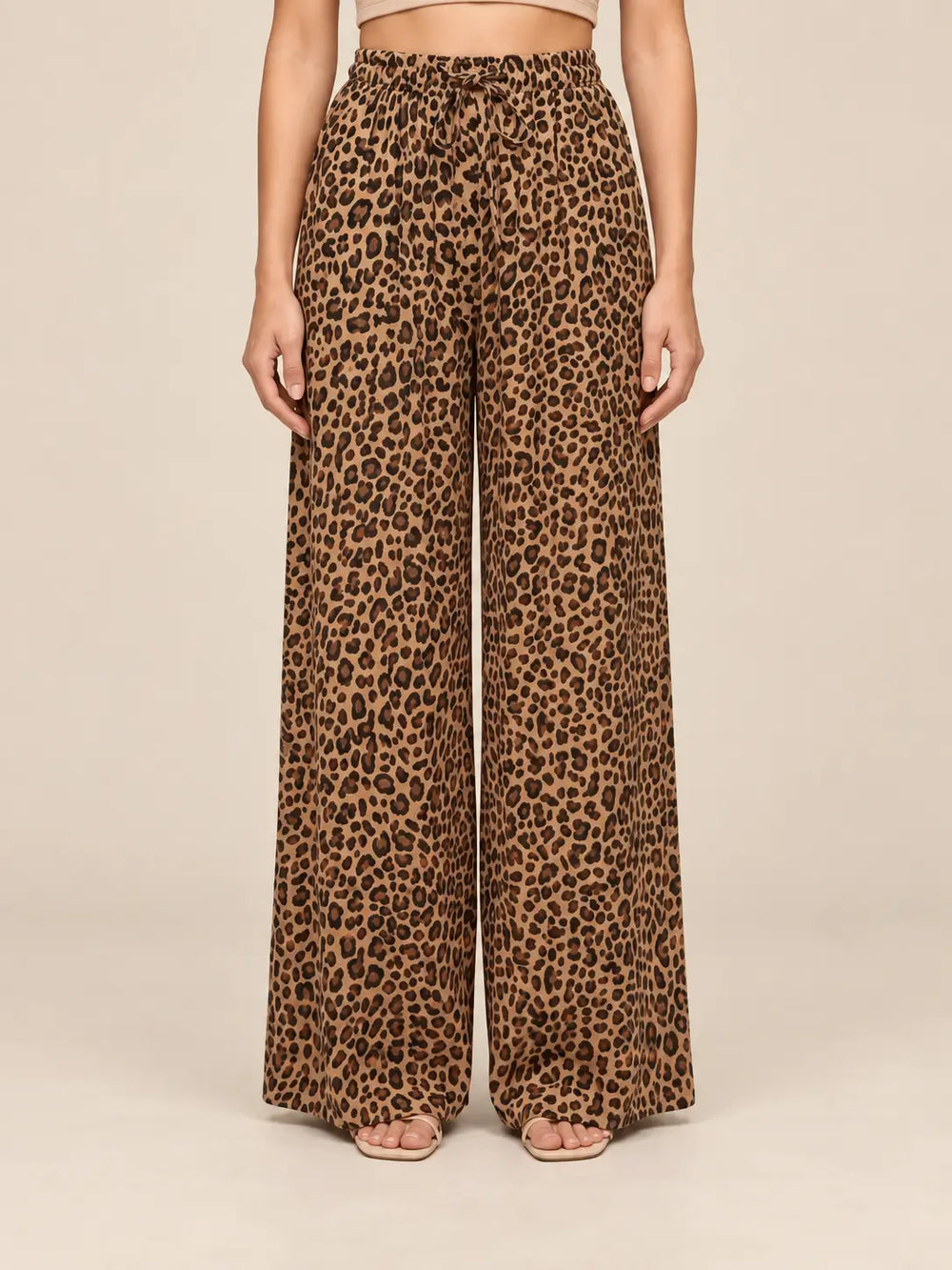 Leoprint Schlabberhose Damen in Braun/Beige, Vorderansicht | Lisa’s Boutique