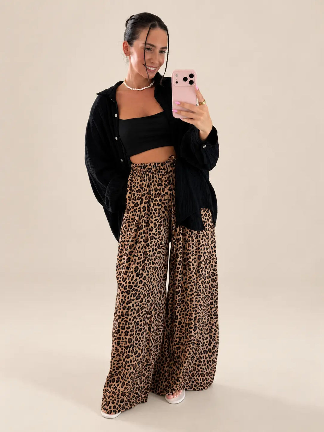 Leoprint Schlabberhose Damen in Braun und Beige | Lisa’s Boutique